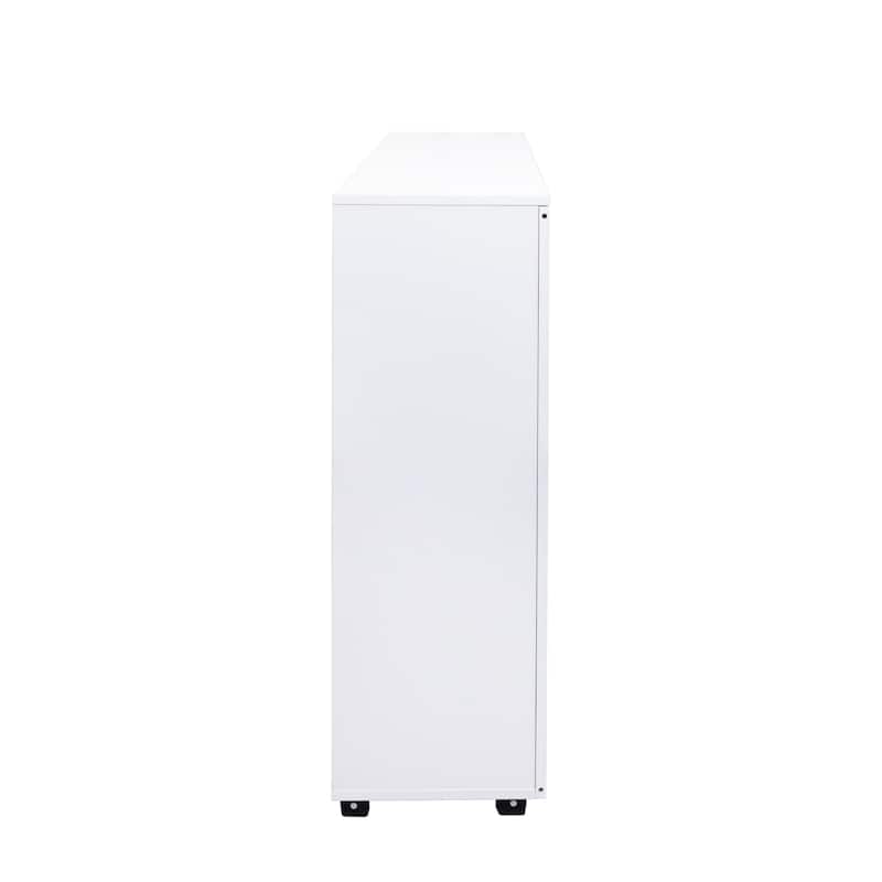 GDF Studio - Aston Modern Wooden Shoe Storage Cabinet with Adjustable Shelves and Louvered Doors