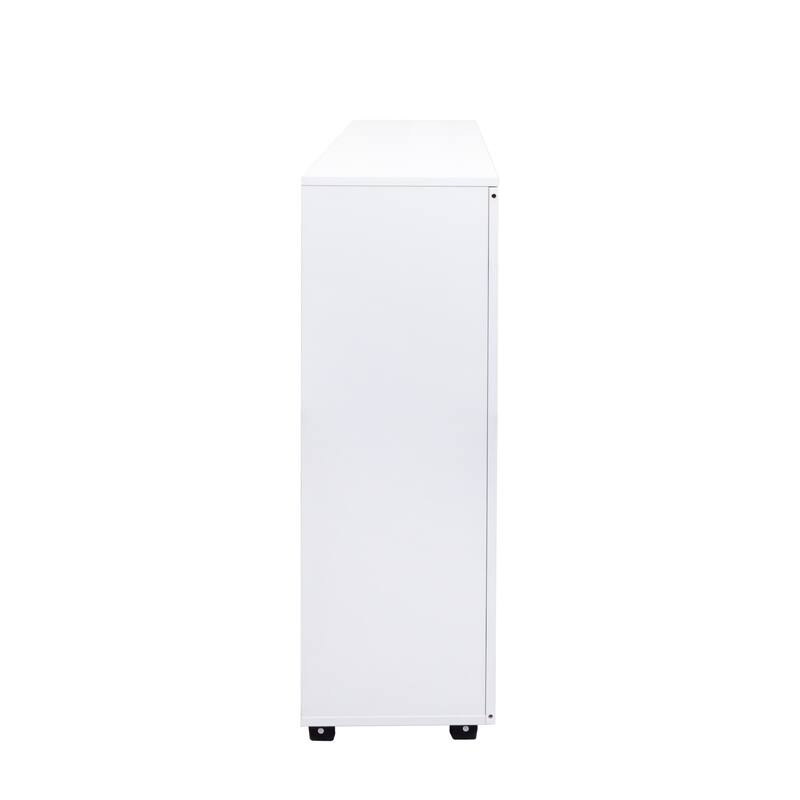 Wooden Shoe Cabinet with Louvered Doors, Freestanding Shoe Cabinet Organizer, 5-Tier Shoe Cabinet with Adjustable Shelves