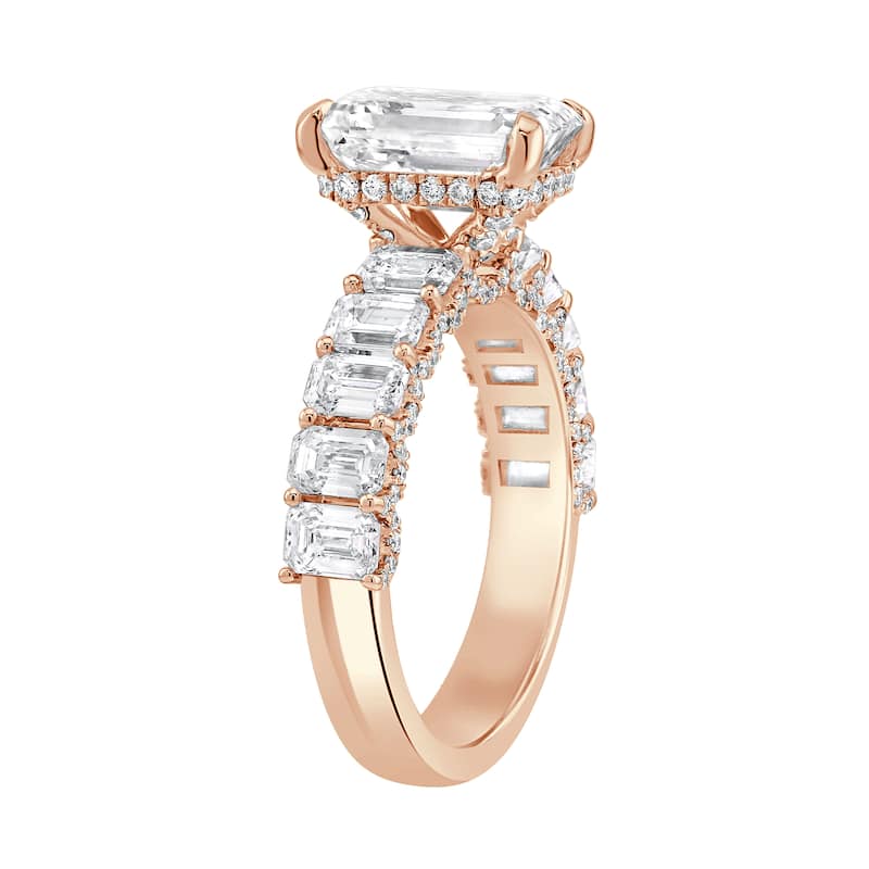 Auriya 14k Gold 8.00ctw Lab grown Emerald Vintage Hidden Halo Diamond Engagement Ring (F-G VS)