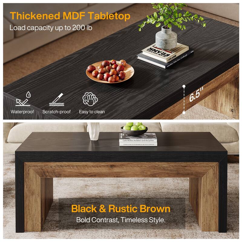 47'' Rectangle Coffee Table Accent Center Table with Sturdy Base