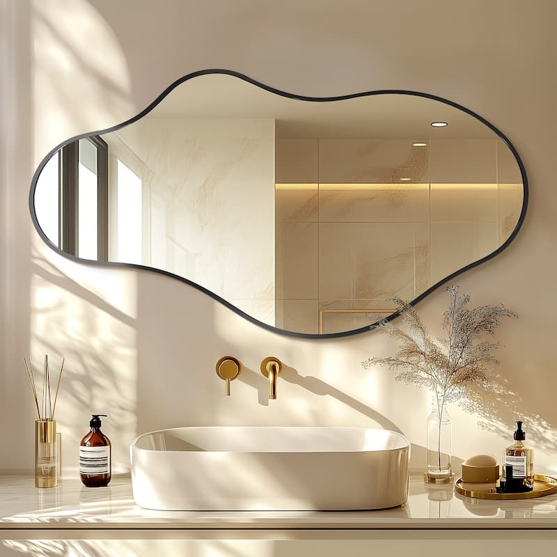 Irregular Wall Mirror Decorative Asymmetrical Wall Mirror - 43x24 - Black