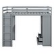 preview thumbnail 5 of 18, Gray Full Size Solid Wood Loft Bed with large shelves, writing desk and LED Light for Bedroom