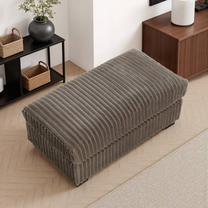 40"W Cotton Flannel Modular Sectional Ottoman