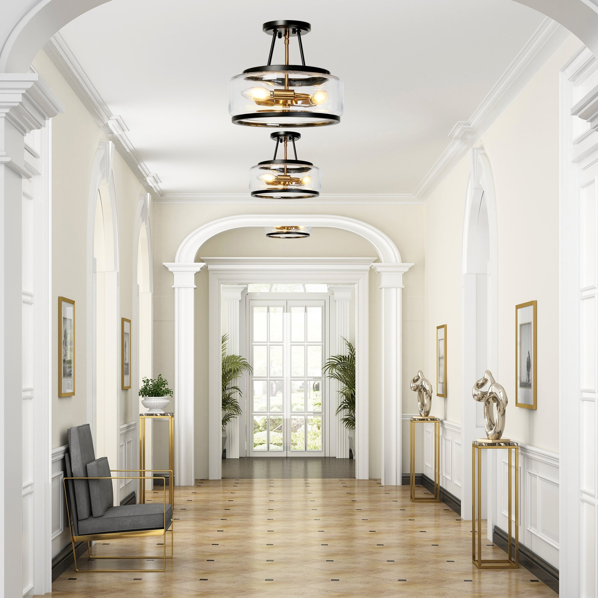Modern farmhouse hallway lighting outlet