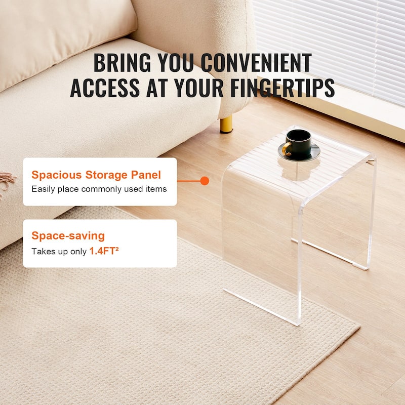 Clear Acrylic C-Shaped Lucite Side End Tables Ideal for Snack Used in Living Room or Bedroom