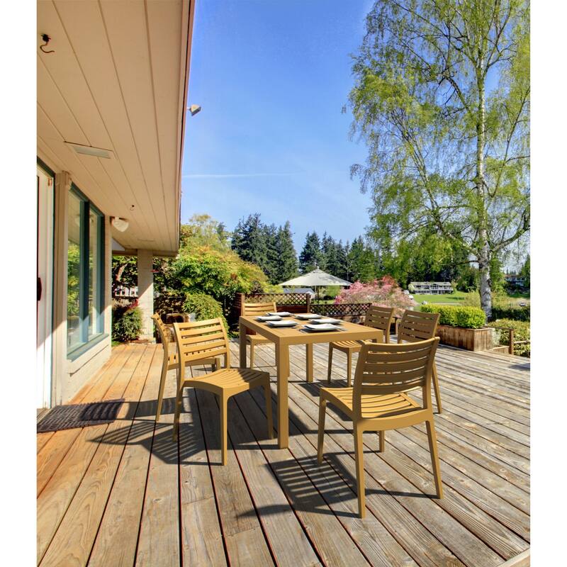 55" Teak Brown Patio Rectangular Dining Table