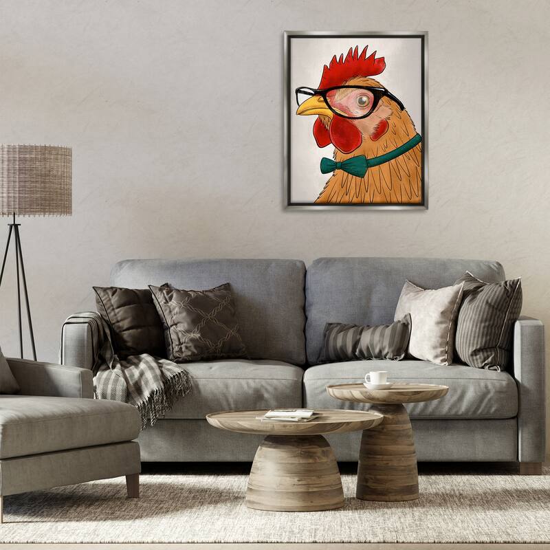 Stupell Funny Hipster Rooster Framed Floater Canvas Wall Art Design By Marcus Prime