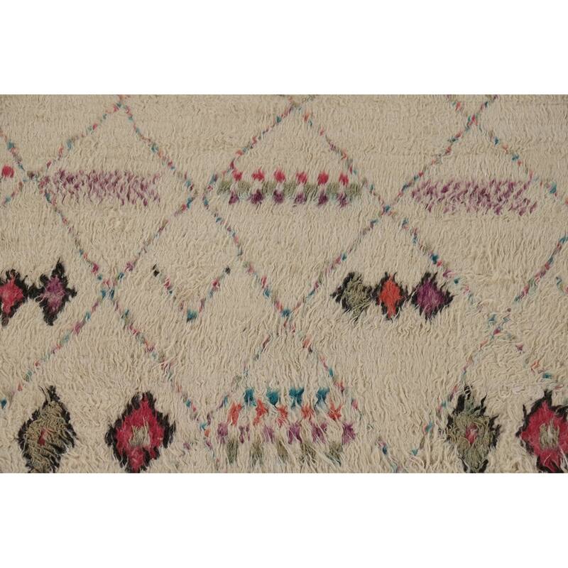 Trellis Plush Moroccan Area Rug Hand-Knotted Wool Carpet - 5'10" x 9'10"
