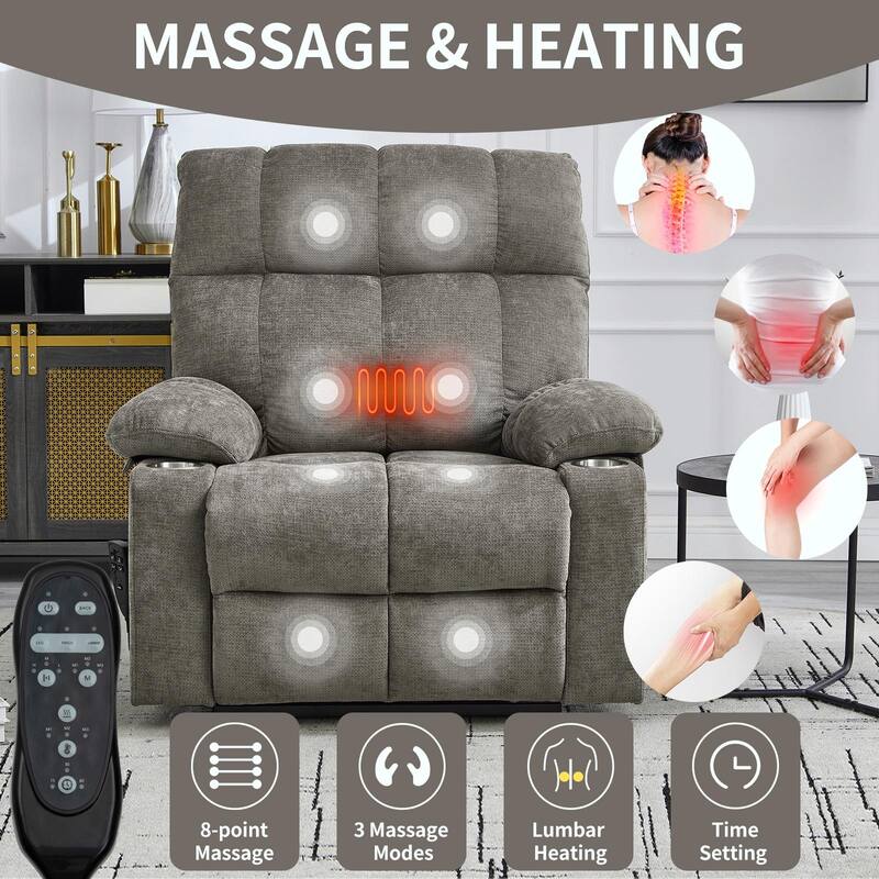 Dual Motor Infinite Position Up to 350 LBS Chenille Power Lift Recliner Chair