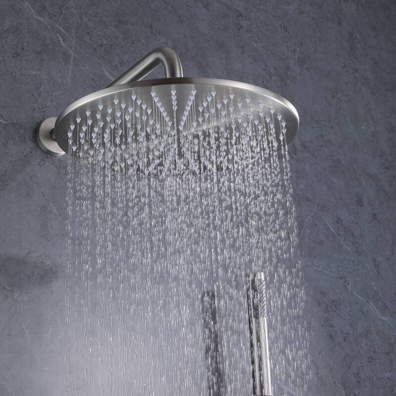 Thermostatic Shower System With Rough-in Valve Wall Mount Shower Faucet With Body Jet And Hand Shower 12 Inch Shower Head Set