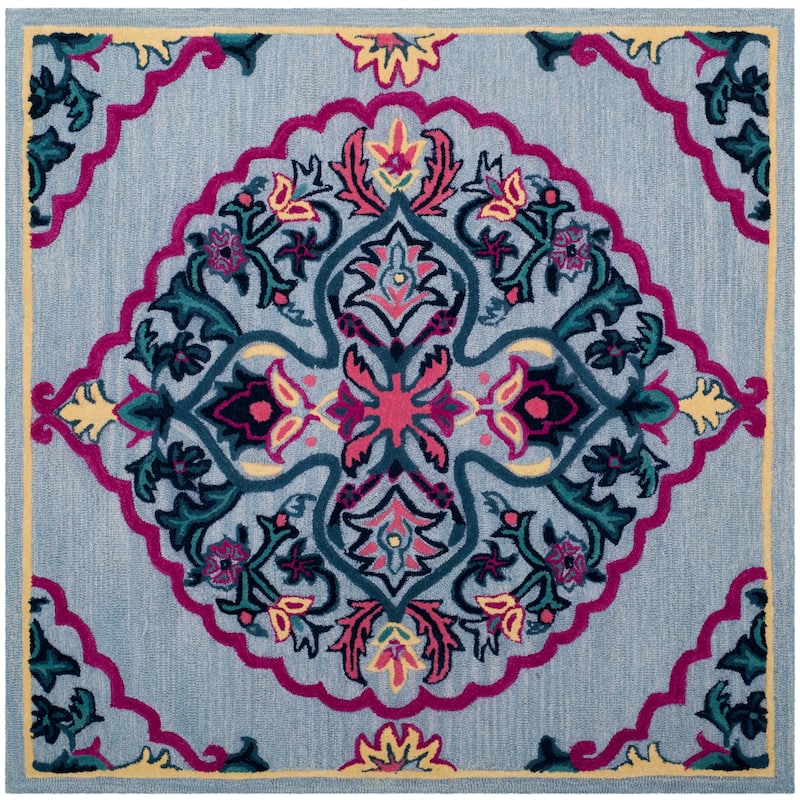 SAFAVIEH Handmade Bellagio Junie Medallion Wool Rug - 5' Square - Blue/Multi - Square