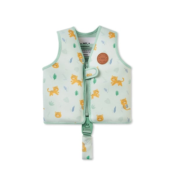 slide 2 of 8, Swimming Float Vest- M Size 3- Years Jungle Cheetah