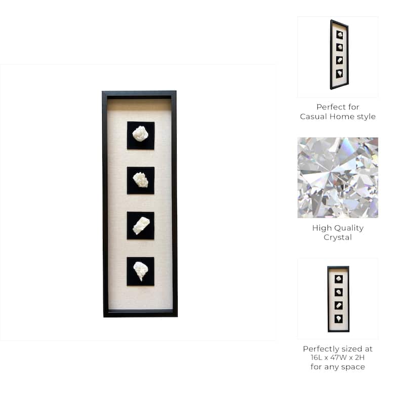 Crystal Wood Frame Canvas Art Vertical Wall Decor - 47" White