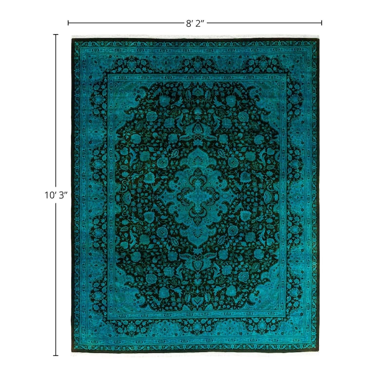 Overdyed, One-of-a-Kind Hand-Knotted Area Rug - Blue - 8' 2" x 10' 3"