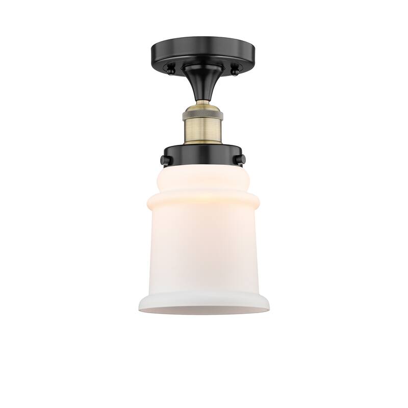 Innovations Lighting Edison Canton - 1 Light 6" Semi-Flush Mount - Black Antique Brass/Matte White