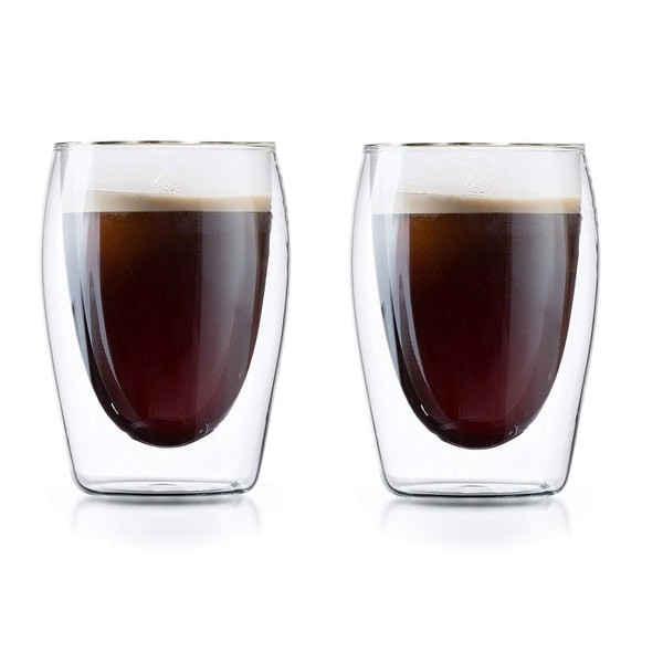 Medelco Cafe Brew Collection 3 Ounce Double Wall Glasses, Set of 2 Borosilicate Insulated Glass for Coffee/Tea
