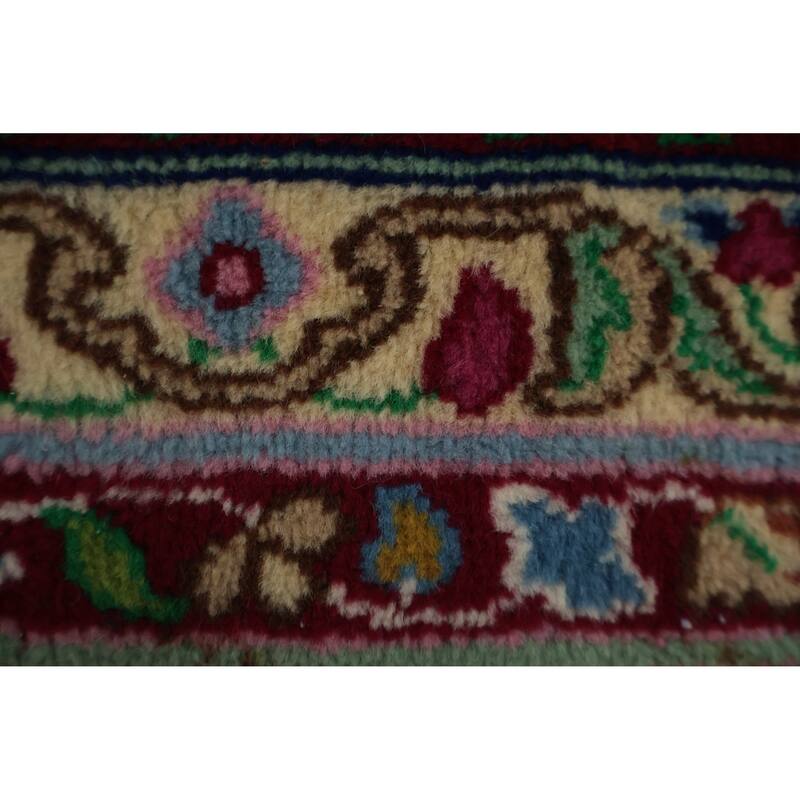 Hand Knotted Oriental 100% Wool Carpet Traditional Floral Navy Blue & Blues Kerman Area Rug - 13' 0'' X 9' 11''