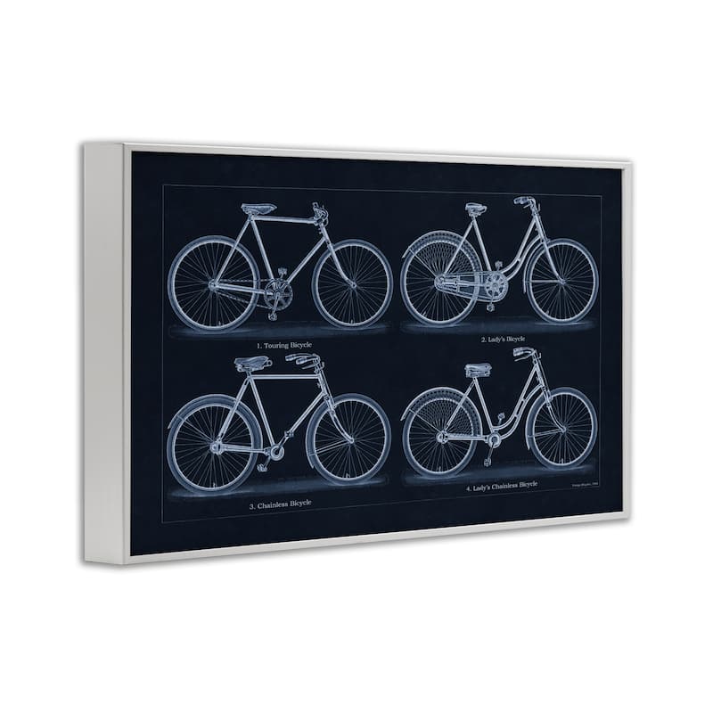 Stupell Traditional Bicycle Styles Diagram Framed Giclee Art Design By Phillipa Katz