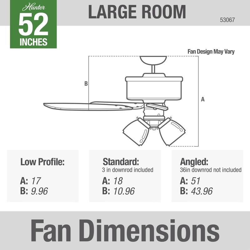Hunter Fan Studio Series 52" Ceiling Fan with 4-Light LED Light Kit, Pull Chain - Timeless, Traditional