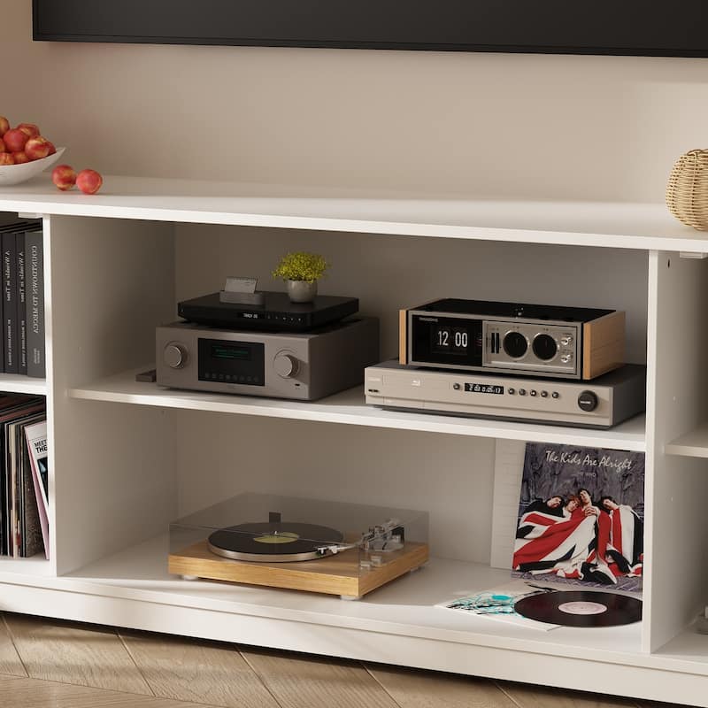 Large Modern Wood Entrainment Centers in White TV Stand Wall Cabinet