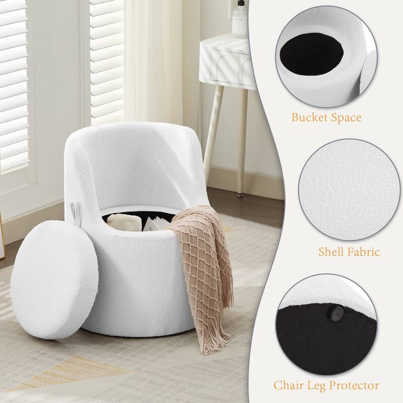 Boucle Make-Up/Vanity Stool, Hiden Storage Space, Stylish Appearance