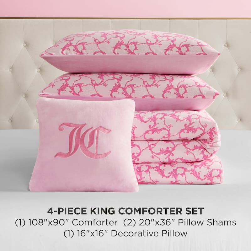 Juicy Couture Solid Plush Reversible Gothic Leopard Comforter Sets