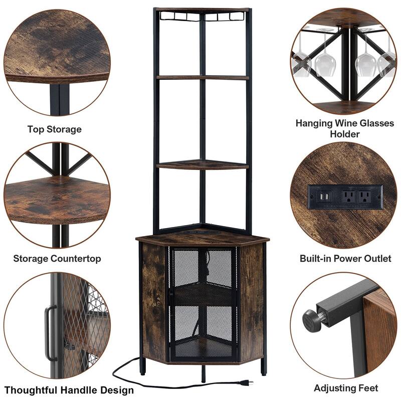 VECELO Tall Bookshelf 63.2"Large Bookcases Organizer with LED Lights Free-Standing Library Bookshelf with 5-Tier Storage Shelves