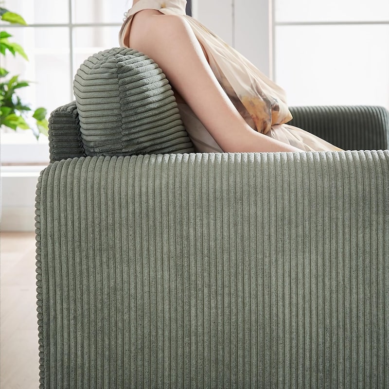 Modern Corduroy Accent Chair with Support Pillow, Set of 1