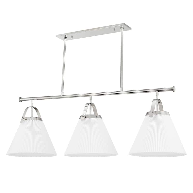 Aldridge 3-Light Island Light with White Shade - Polished Nickel