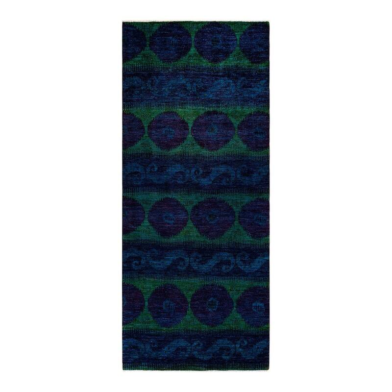 Overton Hand Knotted Wool Vintage Inspired Modern Contemporary Modern Purple Area Rug - 5' 3" x 12' 6"