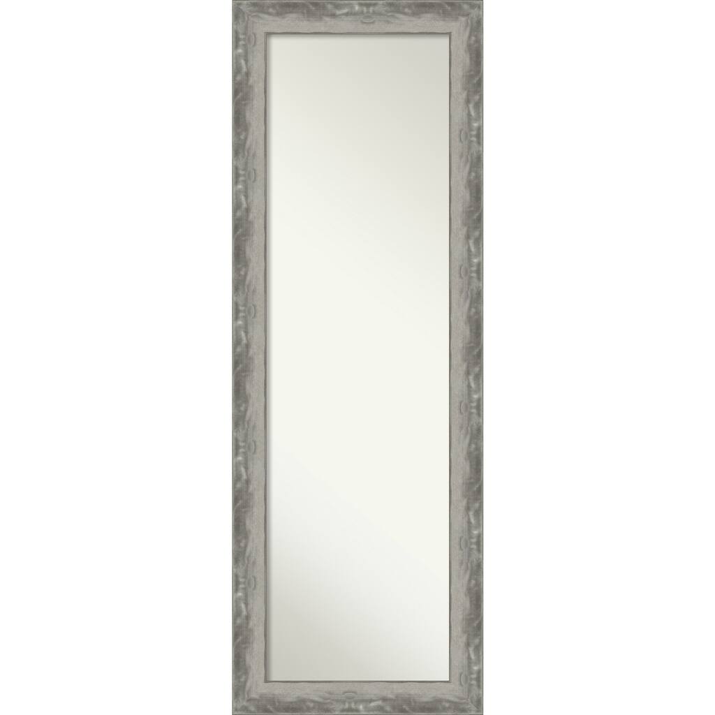 Non-Beveled Full Length On The Door Mirror - Waveline Narrow Frame - Waveline Silver Narrow - Glass Size 14 x 48