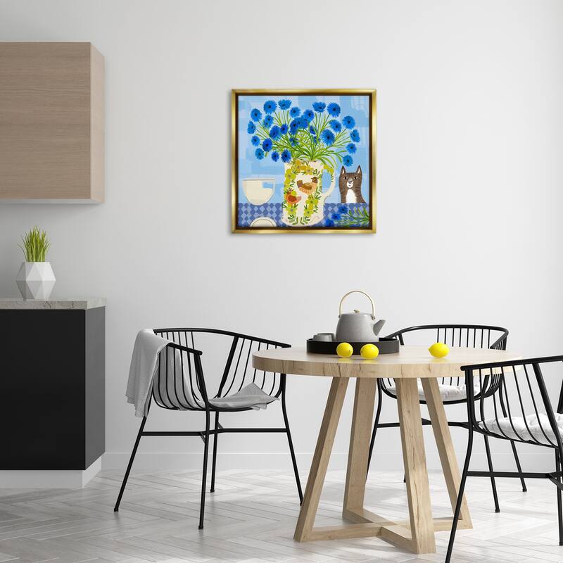 Stupell Whimsical Jug of Cornflowers Framed Floater Canvas Wall Art Design By Kay Widdowson