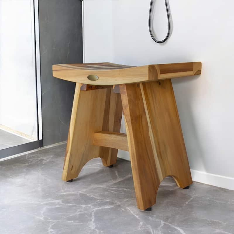 HomeRoots 18" Natural Teak Rectangular Shower Bench
