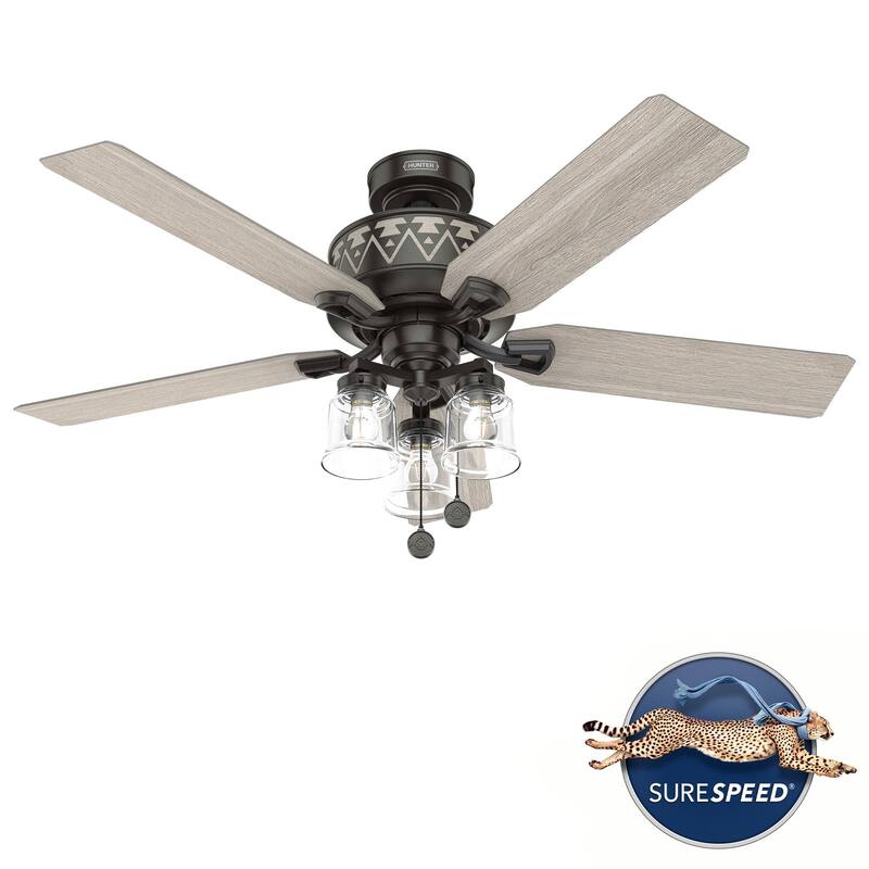 Hunter 52" Mesa Ceiling Fan with LED Light, Pull Chain - Rustic, Farmhouse, Transitional, Casual - Noble Bronze - Pull Chain