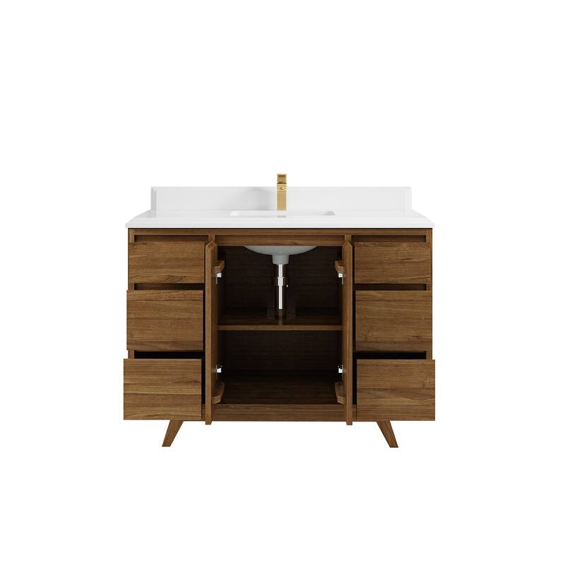 Willow Collections 48 in. W x 22 in. D Madison Teak Single Sink Bathroom Vanity with Countertop