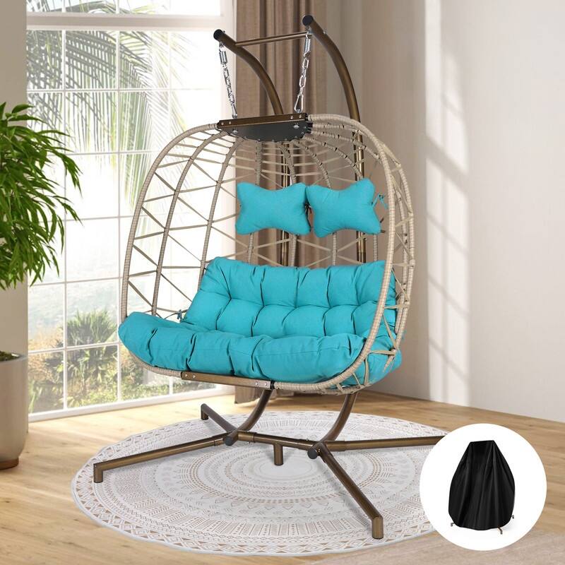 FINCATI Indoor Double Egg Chair, 700 lbs Extra-large 2 Person Double Egg Chair, Cozy Swing Chair, Oversized Hanging Egg Chair