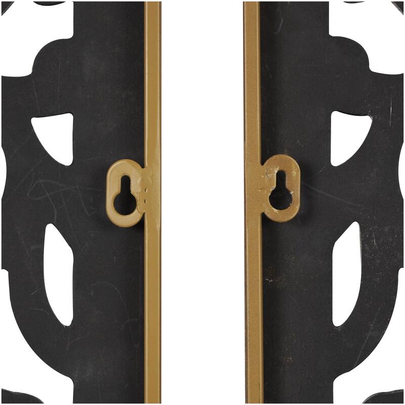 Wooden Floral Handmade Arched Home Wall Decor with Intricate Carvings - Set of 2 Brown - Roche River Decor