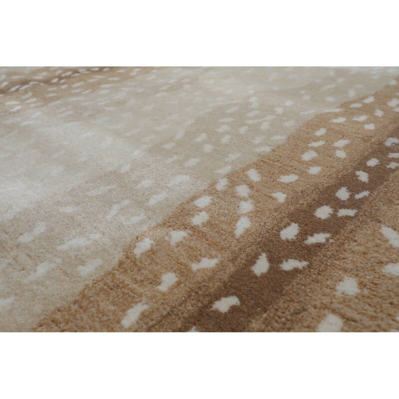 Hand Tufted Beige Animal Print Wool Area Rug