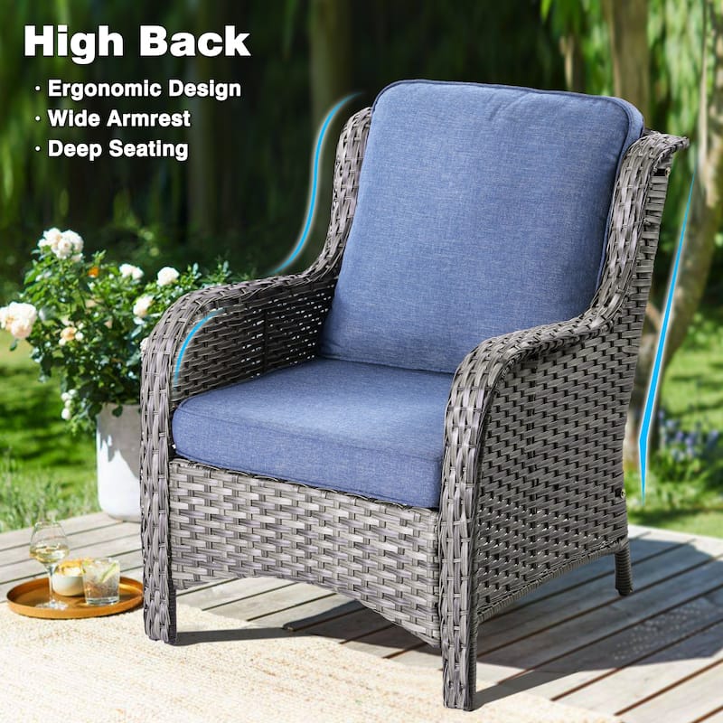 OVIOS 5-piece Patio Wicker High Back Conversation Set