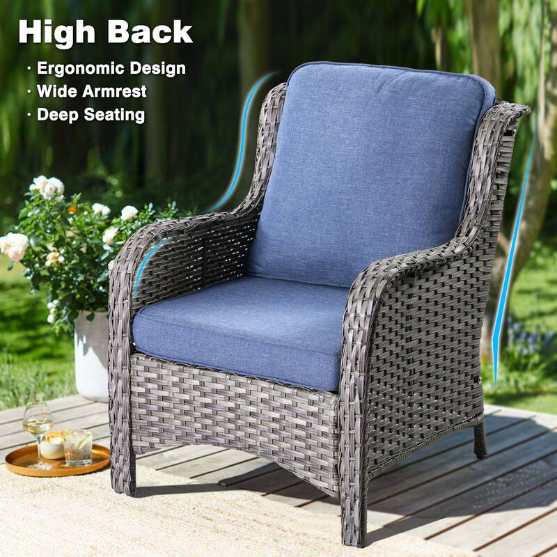 OVIOS 6-piece Patio Conversation Wicker Set with Glass Top Table