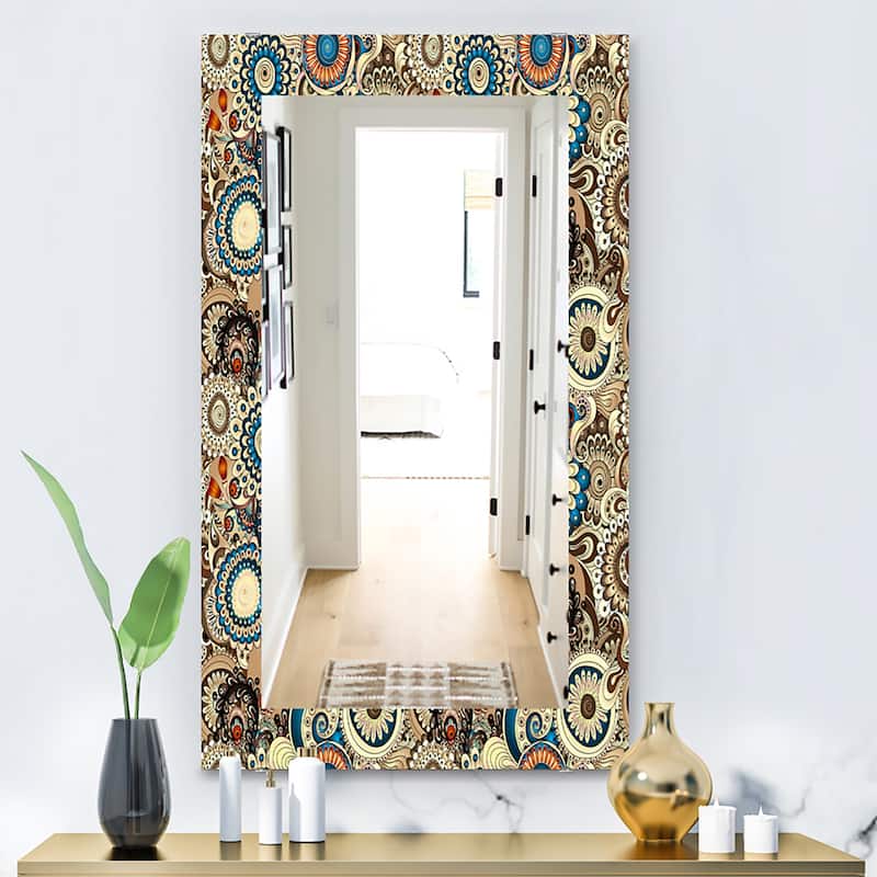 The Curated Nomad 'Paisley 10' Mid-century Modern Vanity Printed Mirror