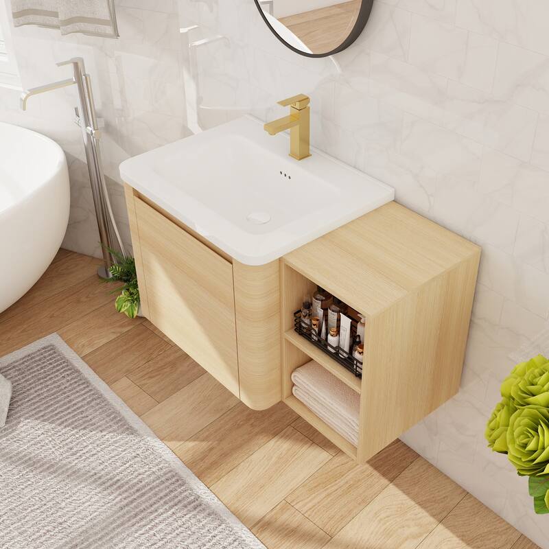 Beingnext 24''/28''/36''/40''/60''/68'' Floating Bathroom Vanity with Sink, Wall Mounted Bathroom Vanity with Soft Close Door