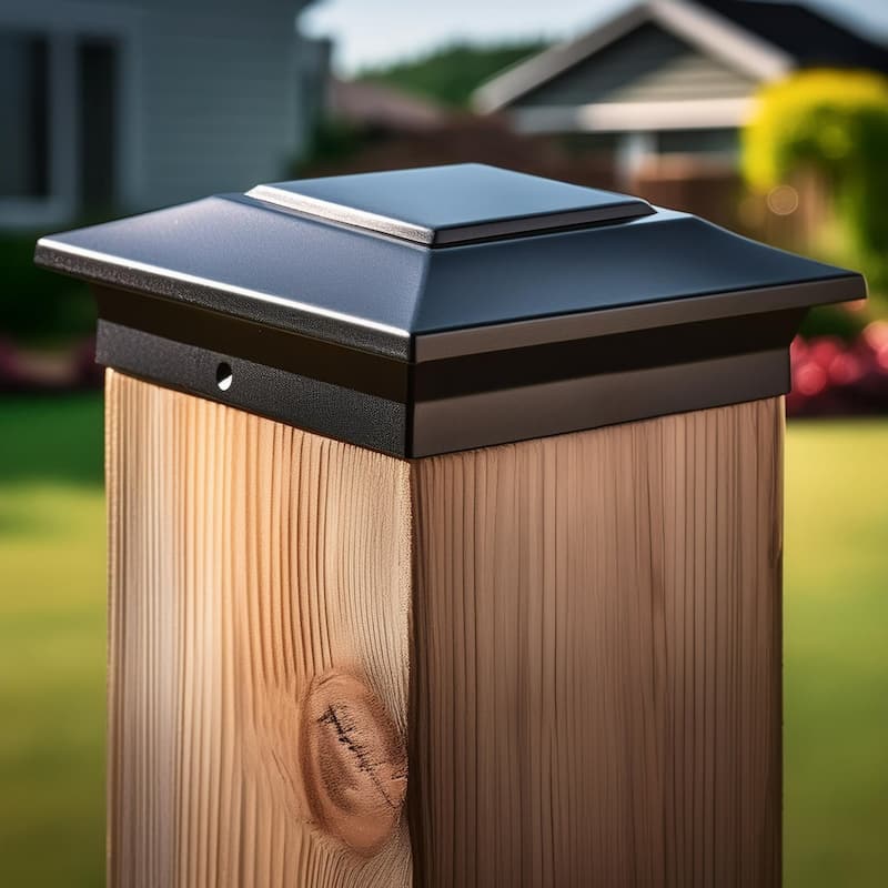 Squared Top Aluminum Outdoor Post Cap - 8" - Black