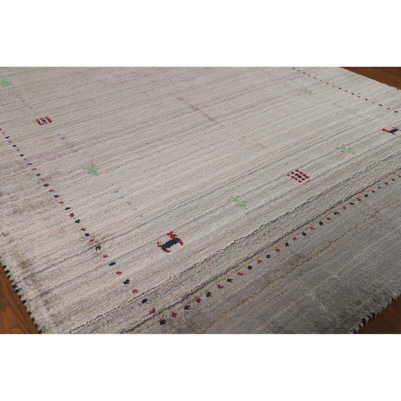 Hand Knotted Oriental 100% Wool Carpet Tribal Tribal Greys & Charcoal Gabbeh Area Rug - 5' 10'' X 4' 0''