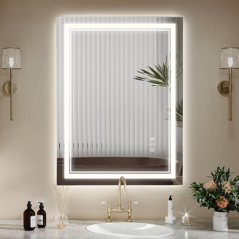 LED Bathroom Vanity Mirror 3 Colors Dimmable with Front and Backlit for Bedroom,Hotel