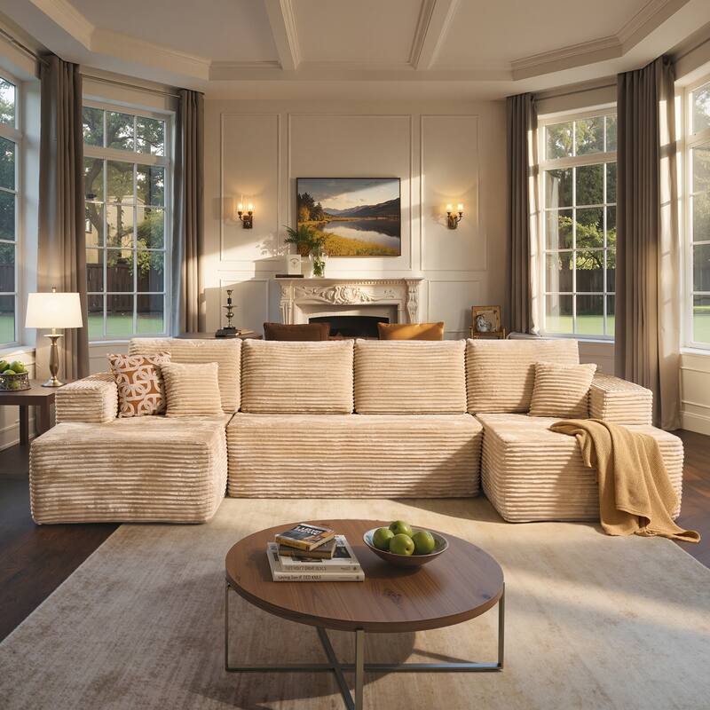 VIOS No-Assembly Plush Fabric Sofa Set​ - Beige