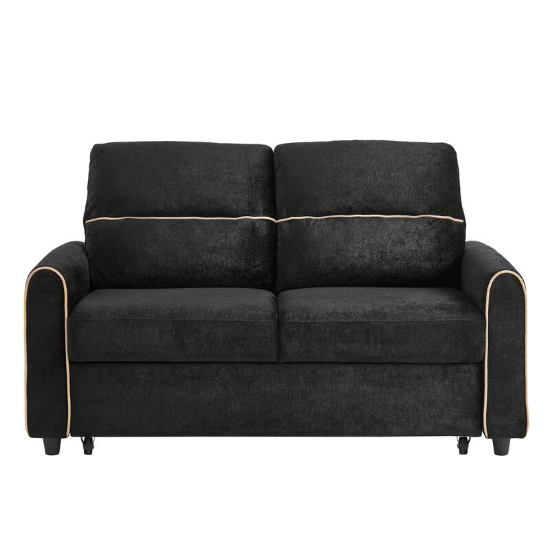 GDFStudio - 58" Chenille Convertible Sleeper Sofa with USB