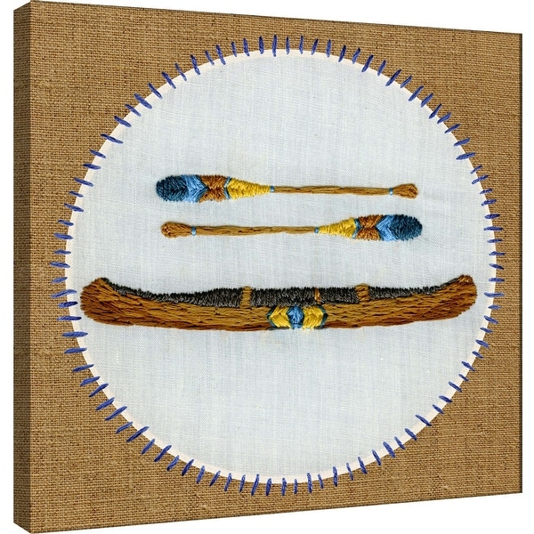PTM Images 9-100503 PTM Canvas Collection 12" x 12" - "Vintage Camping Embroidery C" Giclee Canoeing Art Print on Canvas