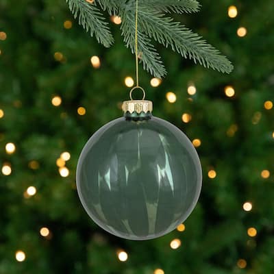 4" Shiny Green Glass Christmas Ball Ornament