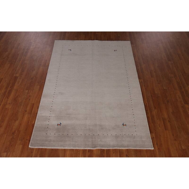 Hand Knotted Oriental 100% Wool Carpet Tribal Tribal Greys & Charcoal Gabbeh Area Rug - 7' 7'' X 5' 3''